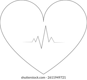 Heartbeat health icon - outline vector illustration