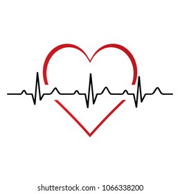 Heartbeat / heart beat pulse flat icon for medical apps and websites.