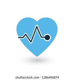Heartbeat heart beat pulse flat vector icon for medical apps web, reports, presentations. vector illustration isolated on white background.