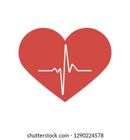 Heartbeat / heart beat pulse flat vector icon for medical apps and websites