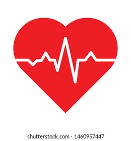 Heartbeat / Heart Beat Pulse Flat Vector Icon For Medical Apps And Websites - Vector
