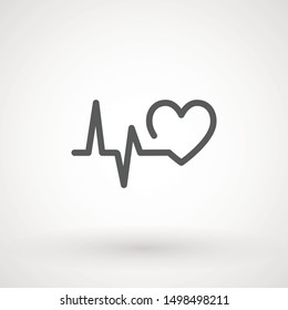 Heartbeat / heart beat pulse flat vector icon for medical apps and websites