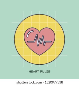 Heartbeat / heart beat pulse flat vector icon. solid color with outline concept.