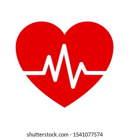 Heartbeat / heart beat pulse flat vector icon for medical apps and websites