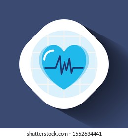 Heartbeat / heart beat pulse flat vector icon