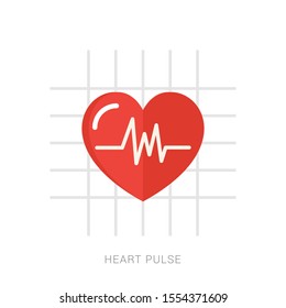 Heartbeat / heart beat pulse flat vector icon