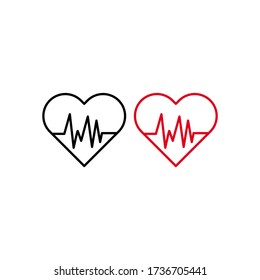 Heartbeat heart beat pulse flat vector icon for medical apps and websites