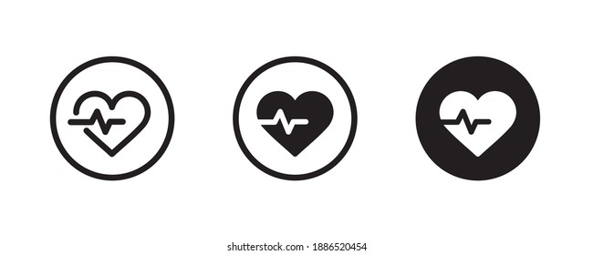 Heartbeat, heart beat, pulse, flat vector icon, medical apps and websites. Editable stroke and flat icons 