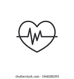 Heartbeat, heart beat pulse flat icon for medical apps and websites. heartbeat icon on isolated background. Symbol cardiogram heart logo in linear style.
