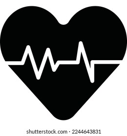 Icono de vector plano de latido cardíaco para aplicaciones médicas y sitios web. icono de latido negro