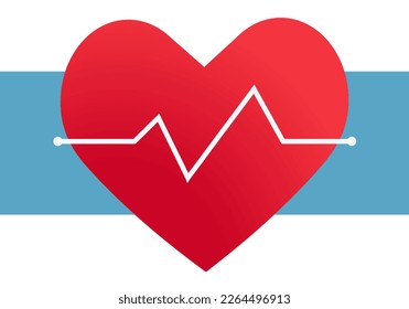 El corazón latió el pulso. Icono plano para aplicaciones médicas y sitios web Ilustración vectorial.