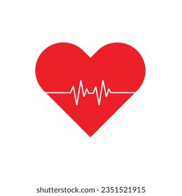 Heartbeat heart beat pulse flat icon for medical apps and websites