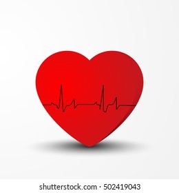 Heartbeat / heart beat pulse flat icon for medical apps and websites