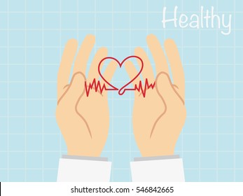 Heartbeat / heart beat pulse flat vector  for medical apps and websites . vector illustration.