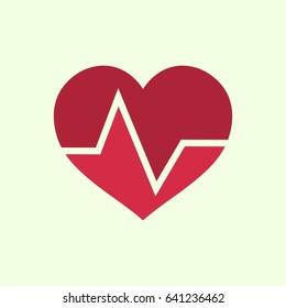 Heartbeat / heart beat pulse flat icon for medical apps and websites. Heart rate icon on  color background