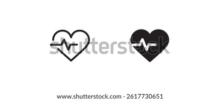 Heartbeat, heart beat, pulse, flat vector icon, medical apps and websites. Editable stroke and flat icons