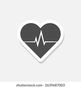 Heartbeat, heart beat pulse icon sticker isolated on gray background