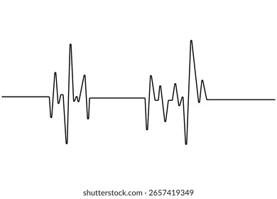 Latido del corazón con el corazón continuo una línea que dibuja en el fondo blanco Ilustración vectorial aislada del contorno
