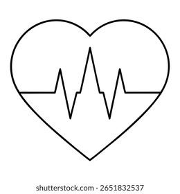 heartbeat in heart heart-shape-with pulse wave