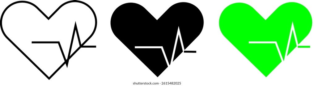 Heartbeat in Heart Icon Representing Cardiovascular Health and Monitoring – Transparent Background