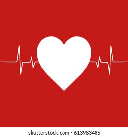 Heartbeat. Heart pulse in flat design