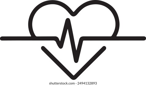 Heartbeat Heart pulse Line icon vector illustration