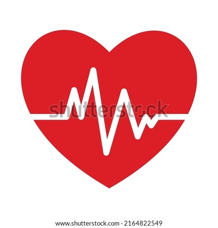 Heartbeat, heart rate flat vector icon for medical app and website. Red heartbeat wave.