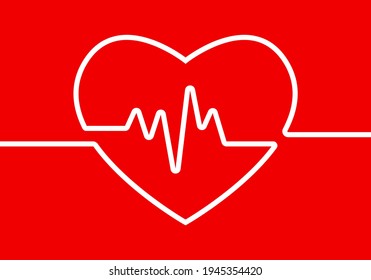 Heartbeat with heart shape. Pulse line. Health, ecg, cardiogram and cardiology symbol. Vector illustration.