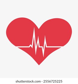 Heartbeat with heart shape. Vector illustration on white background
