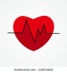 Latido cardíaco con vector de ilustración en forma de corazón sobre diseño de fondo aislado