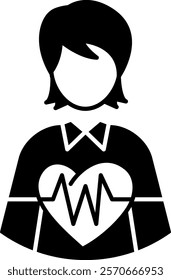 Heartbeat Icon - Black Filled Style - Social Anxiety Theme