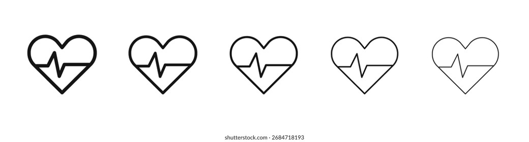 Heartbeat icon black and white vector sign