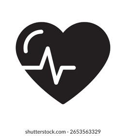 Icono de latido cardíaco con una línea de cardiograma dentro de un corazón que representa el monitoreo médico de la salud del pulso y un Vector de símbolo de vida o amor
