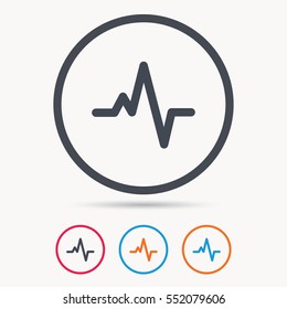 Heartbeat Icon. Cardiology Symbol. Medical Pressure Sign. Colored Circle Buttons With Flat Web Icon. Vector