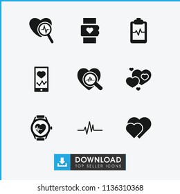 Heartbeat icon. collection of 9 heartbeat filled icons such as hearts. editable heartbeat icons for web and mobile.