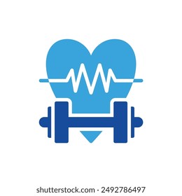 heartbeat icon color or logo illustration glyph color blue style