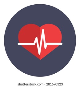 Heartbeat icon concept. Heart with ECG line. Cardiogram diagnosis icon concept. Love shape with pulse line. Isolated on white background. Vector illustration