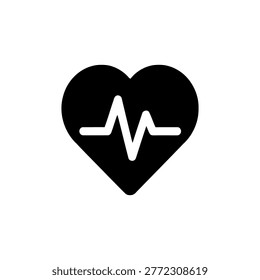 Heartbeat Icon Containing heart, pulse, ECG, and health icon. Solid icon.