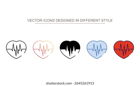 Heartbeat icon design with white background stock illustration