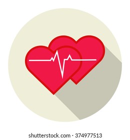 Heartbeat Icon. Double Heart Vector illustration.