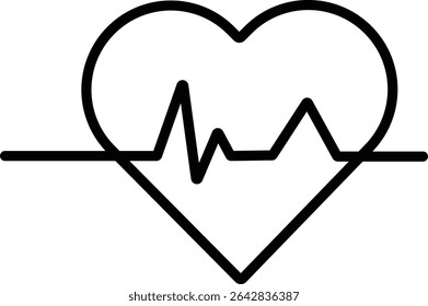 Heartbeat Icon with ECG Line in Heart Shape