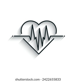 Heartbeat icon and electrocardiogram, heart rhythm concept, Vector Illustration