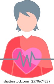 Heartbeat Icon - Flat Color Style - Social Anxiety Theme