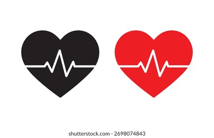 Heartbeat icon flat heart pulse symbol, ideal for medical apps and websites. vector eps file. 
