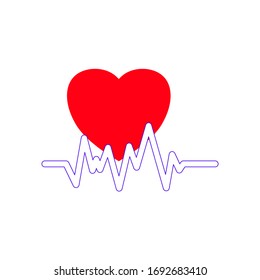 Heartbeat icon. flat illustration of heartbeat vector icon. Heartbeat sign symbol.