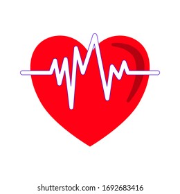 Heartbeat icon. flat illustration of heartbeat vector icon. Heartbeat sign symbol.