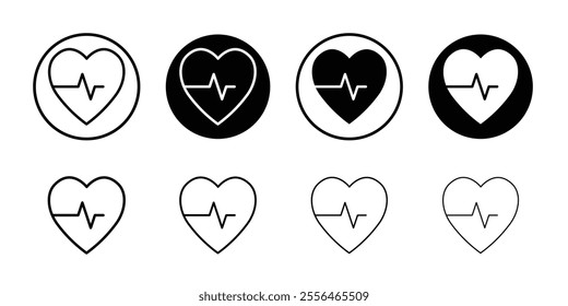 Heartbeat icon Flat set in black and white color