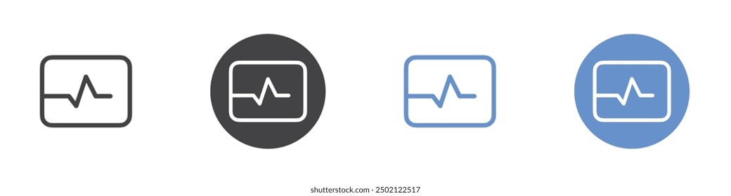 Heartbeat icon Flat simple outline set