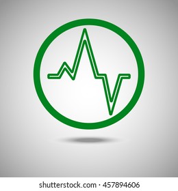 Heartbeat icon. Flat style. Grey background. Vector illustration.