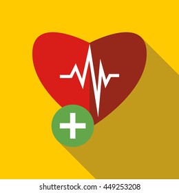 heartbeat icon in flat style on a yellow background